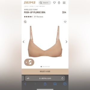 Skims Clay Wireless Plunge Push Up Bra